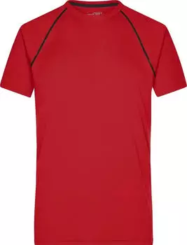 James & Nicholson Fitness Funktionsshirt kurzarm rot/schwarz (Herren) (JN496-102332)