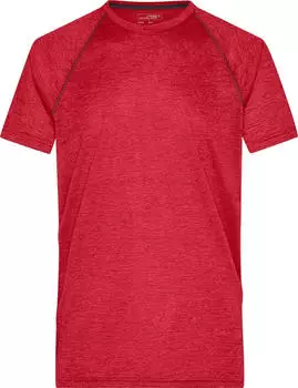 James & Nicholson Fitness Funktionsshirt kurzarm rot melange/titan (Herren) (JN496-101604)