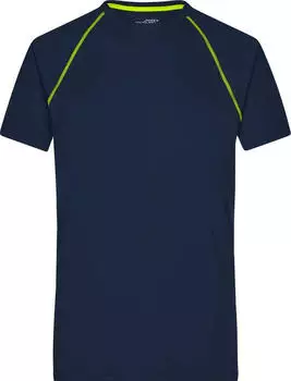 James & Nicholson Fitness Funktionsshirt kurzarm navy/bright yellow (Herren) (JN496-101599)