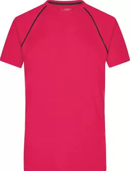 James & Nicholson Fitness Funktionsshirt kurzarm bright pink/titan (Herren) (JN496-101584)