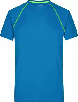 James & Nicholson Fitness Funktionsshirt kurzarm bright blue/bright yellow (Herren) (JN496-101569)
