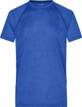 James & Nicholson Fitness Funktionsshirt kurzarm blue melange/navy (Herren) (JN496-101564)