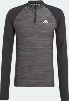 adidas Gym+ Training 3-Streifen 1/4 Zip Funktionsshirt langarm black melange (Herren) (IM7487)