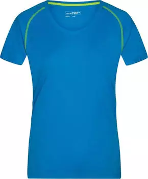 James & Nicholson Fitness Funktionsshirt kurzarm bright blue/bright yellow (Damen) (JN495-101489)