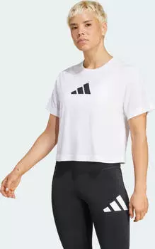 adidas Train Essentials Big Logo Performance Training Funktionsshirt kurzarm wei&szlig; (Damen) (JG8615)
