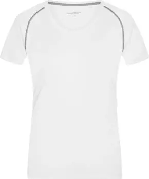 James & Nicholson Fitness Funktionsshirt kurzarm wei&szlig;/silber (Damen) (JN495-101553)