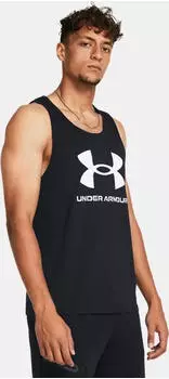 Under Armour Logo Funktionsshirt ärmellos schwarz/weiß (Herren) (1382883-001)