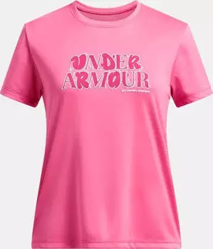 Under Armour Tech Wordmark Funktionsshirt kurzarm super pink/shaded fuchsia/white (Junior) (1389759-672)