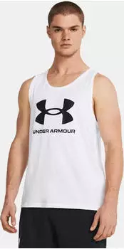 Under Armour Logo Funktionsshirt &auml;rmellos wei&szlig;/schwarz (Herren) (1382883-100)