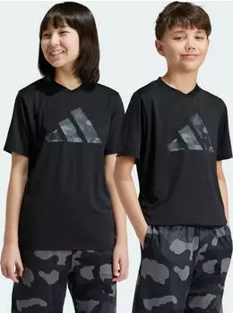 adidas Train Essentials Seasonal Print Funktionsshirt kurzarm schwarz (Junior) (IV9588)