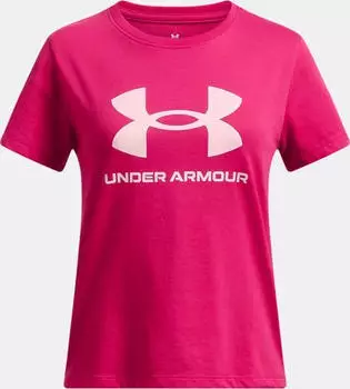Under Armour Big Logo Funktionsshirt kurzarm shaded fuchsia/prime pink (Junior) (1389756-681)
