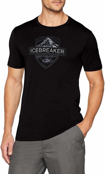 Icebreaker Mens Tech Lite SS Crewe Alpine Crest Black