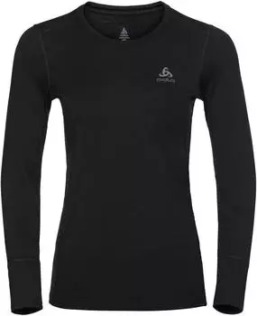 Odlo Women's Natural 100 % Merino Warm Long-Sleeve Baselayer Top black