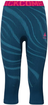 Odlo Women's Blackcomb 3/4 Base Layer Pants poseidon/turkish tile/diva pink