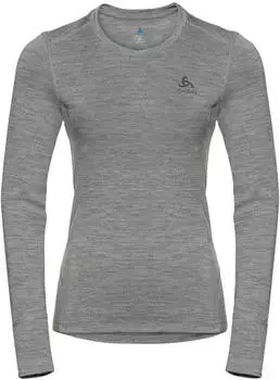 Odlo Women's Natural 100 % Merino Warm Long-Sleeve Baselayer Top grey melange