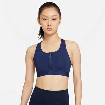 Nike Dri-FIT Swoosh Medium-Support Padded Zip-Front Sports Bra midnight navy/white