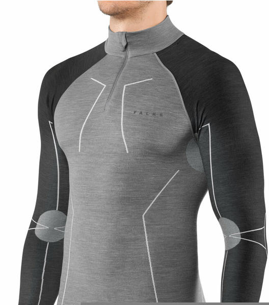 Falke Man Long Sleeved Shirt Wool-Tech black grey mel. (33410-3118)