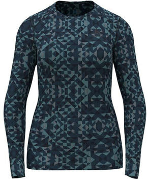 Odlo Women Active Warm Eco Base Layer with Print blue wing teal