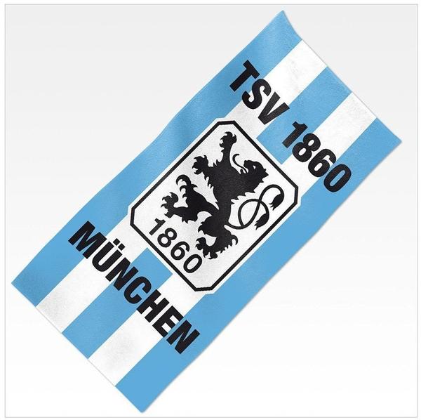 1860 München TSV 1860 München Velourstuch Stripes blau 76x152 Strandlaken Decke