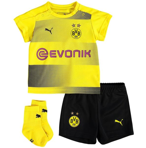 Puma Bvb Home Babykit Socks Sponsor Logo with Packaging Fußball T-Shirt, Cyber Yellow Black, 74