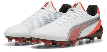 Puma King Ultimate FG/AG (107809) puma white/puma silver/glowing red/puma black – Für ballkontrollorientierte Spieler auf wechselnden Böden
