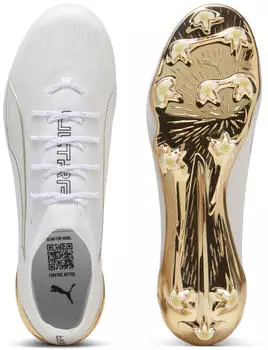 Puma ULTRA 6 ULTIMATE FG (108557) puma white/metallic gold/puma black – Optimiert für explosive Antritte und wendiges Spiel