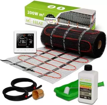 Mi-Heat Dünnbett-Heizmatte 200W/m² 3,5m² Set mit Thermostat (HM-ECO-200W-3.5)