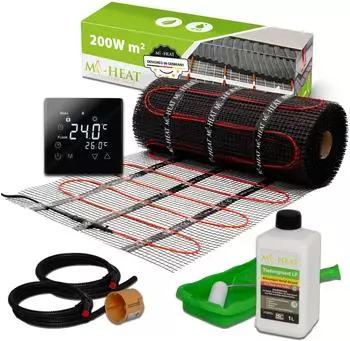 Mi-Heat Dünnbett-Heizmatte 200W/m² 10m² mit Thermostat C17 digital schwarz (HM-ECO-200W-10.0)