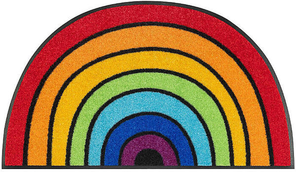 Wash+Dry Fußmatte Round Rainbow bunt 50x85 cm halbrund