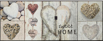Wash+Dry Fußmatte Vintage Hearts grau/braun-beige 75x190 cm
