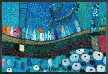 Wash+Dry Stadt in Blau 75x120cm