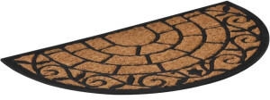 vidaXL Fußmatte Halbrund aus Kokosfaser 45x75cm Schwarz/Beige