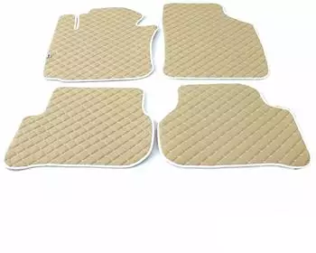 Omtec Otomotive Fußmatten Leder für VW Passat 2014-2022 Kunstleder Beige 4tlg