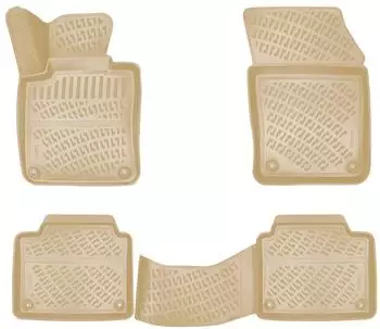 Omtec Otomotive Fußmatten 3D Gummimatten für Volvo S90 Stufenheck 2016-2025 Gummi TPE Beige 4tlg
