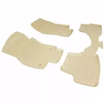 Omtec Otomotive Fußmatten 3D Gummimatten für Seat Leon 2012-2020 Gummi TPE Beige 4tlg