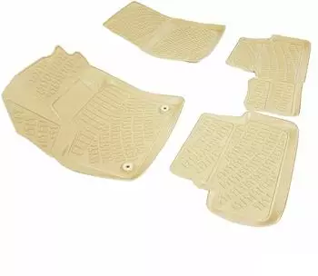 Omtec Otomotive Fußmatten 3D Gummimatten für Peugeot 3008 2016-2024 Gummi TPE Beige 4tlg