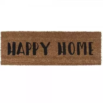 Present Time Fußmatte Happy Home Kokosfasern schwarz 75x25cm (PT2989BK)