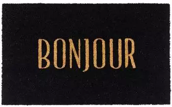Gift Company Fu&szlig;matte "Bonjour" Kokosfaser, schwarz, 45x75cm