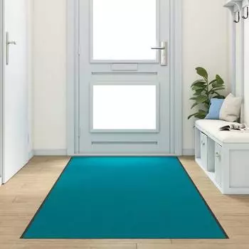 vidaXL Fu&szlig;matte cyan/schwarz 120x400cm Polyamid/PVC