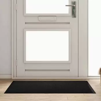 vidaXL Fu&szlig;matte Teddystoff schwarz 80x120cm