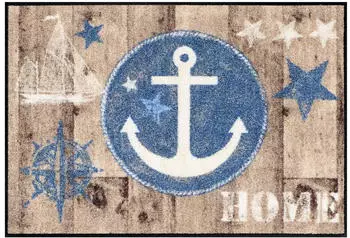 Salonloewe Anchor Wood 50x75cm blau/braun-beige