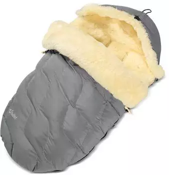 Fellhof Winterberg Lammfell-Fu&szlig;sack f&uuml;r Kinderwagen, grau, OEKO-TEX (1114003)