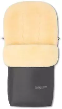 Hofbrucker Putzi Lammfell-Fußsack für Kinderwagen & Buggy, schwarz meliert (Putzi)