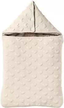 Vertbaudet Baby-Ausfahrsack mit Jacquard-Herzen, warm, beige