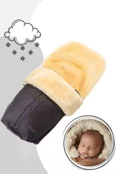 Fellhof Aspen Lammfell-Fu&szlig;sack f&uuml;r Buggy & Kinderwagen, schwarz