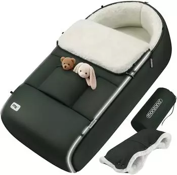Monzana Baby Fußsack mit Handwärmer, wasserabweisend, grün (109349)