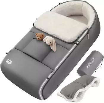 Monzana Kinderwagen-Winterfu&szlig;sack mit Handw&auml;rmer, wasserabweisend, grau (997754)
