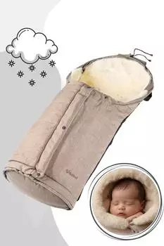 Fellhof Hochsölden Kinderwagen-Fußsack Merino Lammfell beige-melange, größenverstellbar