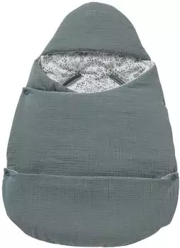 Vertbaudet 2-in-1 Fußsack/Wickelunterlage Musselin, aqua
