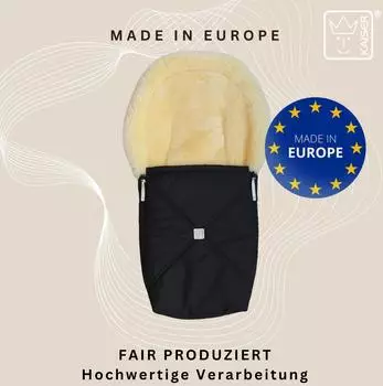 Kaiser Emmy Lammfell-Fußsack für Babyschalen, schwarz, 80x37cm